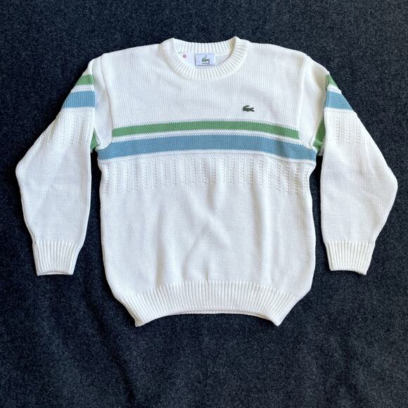 Lacoste Other - NEW Lacoste Kids White Sweater Blue Green Stripes Size 10
